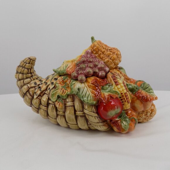 Fitz & Floyd Bountiful Harvest Cornucopia Cookie Jar Fall Decor Original Box - Picture 4 of 11